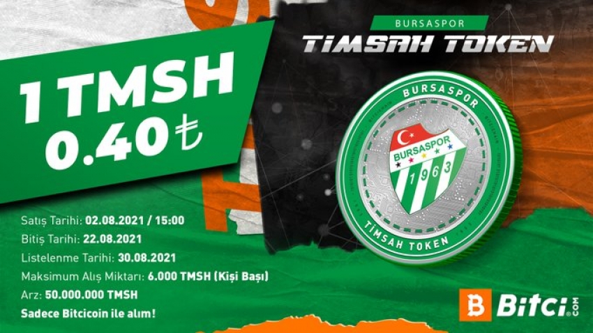 Bursaspor’un Fan Token’ı Timsah Token’in arzı 2 Ağustos’ta gerçekleşecek.